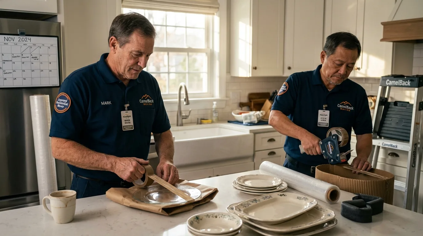 Professional crew packing kitchen dishware in Brielle, NJ